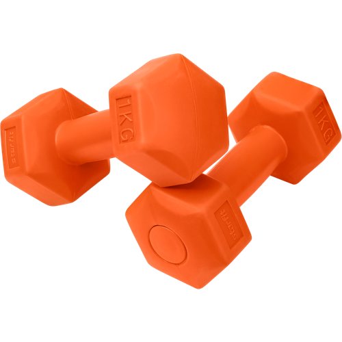 Гантель гексагональная Basefit Db-305 1 кг, пластиковый, оранжевый, пара