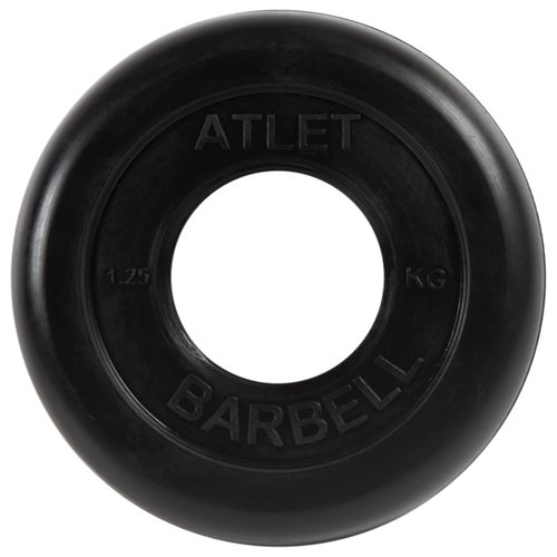 Диск обрезиненный d 51 мм чёрный 1,25 кг Atlet MB-AtletB51-1,25