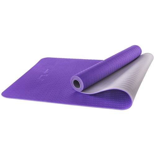 Коврик для йоги STARFIT FM-201 TPE 173x61x0,5 см, фиолетовый/серый 1/12;