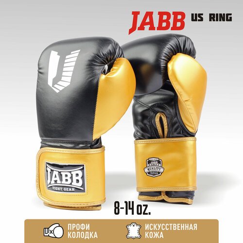 Перчатки бокс.(иск. кожа) Jabb JE-4081/US Ring черный/золото 14ун.