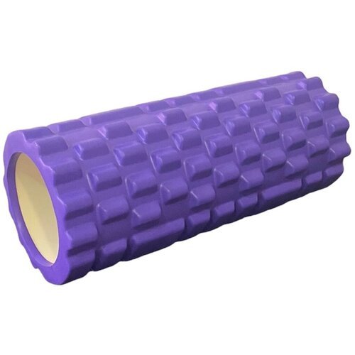 Ролик массажный для фитнеса, йоги Mdbuddy 33см, диаметр 14см, фиолетовый
