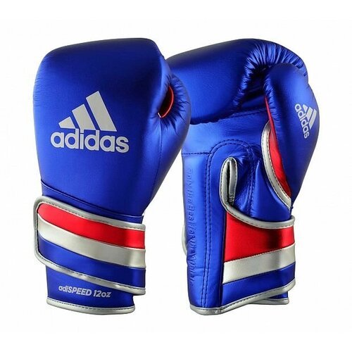 Перчатки боксерские AdiSpeed Metallic сине-красно-серебристые (вес 12 унций)