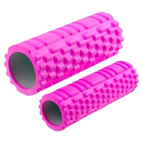 Валик-матрёшка для йоги полый жёсткий: YJ33См-2 (Розовый)