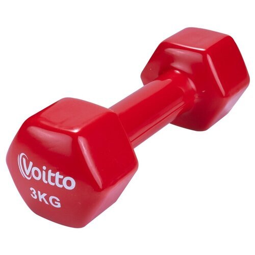 Гантель для фитнеса виниловая шестигранная Voitto 3 кг