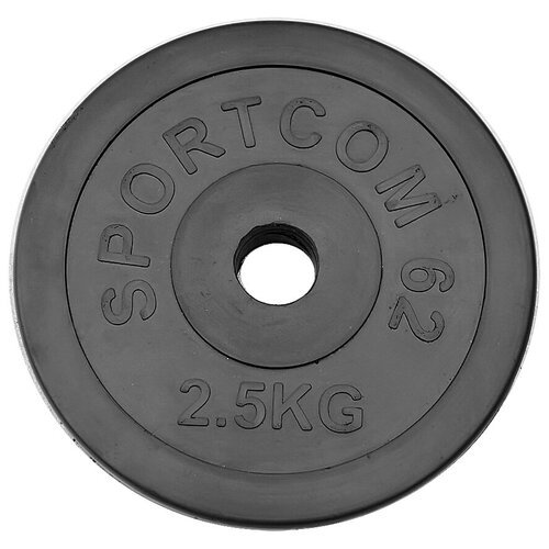 Диск Sportcom обрезиненный, черный, диаметр 26 мм, 2,5 кг