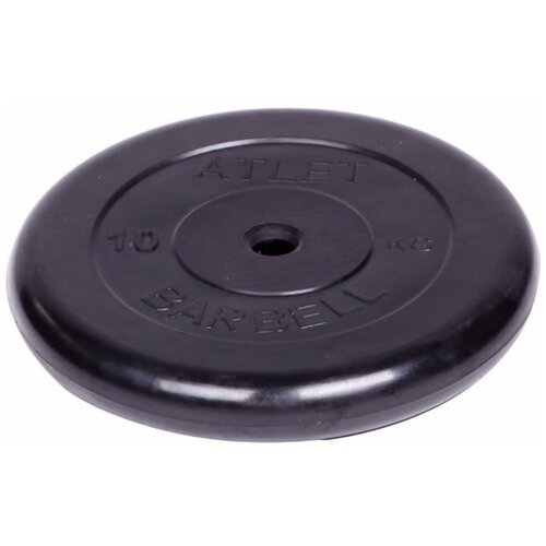 Диск обрезиненный Barbell d 26 мм черный 10,0 кг Atlet