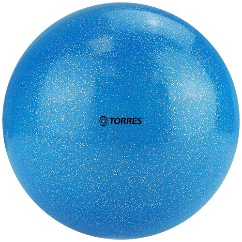 Мяч для художественной гимнастики однотонный TORRES AGP-15-06, диаметр 15см, голубой с блестками