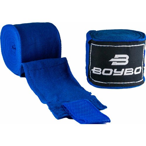 Бинты боксерские BoyBo, длина 3,5 метра, материал хлопок, цвет синий
