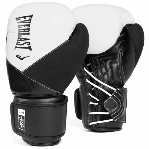 Боксерские перчатки Everlast Protex PU черно белые, 16 унций.