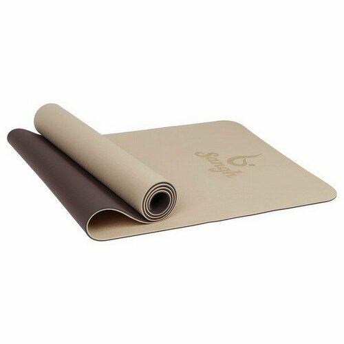 Коврик для йоги 183х61х0.6 см, цвет бежевый/коричневый