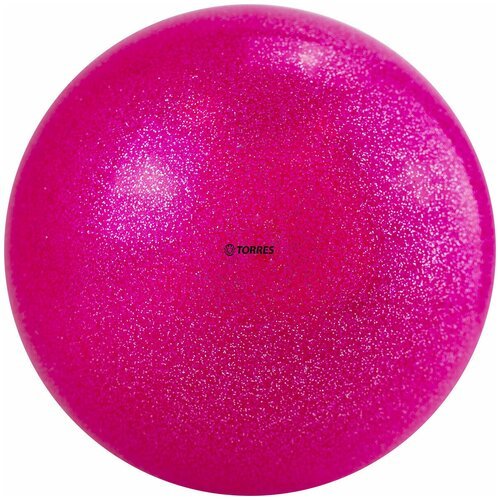 Мяч для художественной гимнастики однотонный TORRES AGP-15-03, диаметр 15 см, розовый с блестками