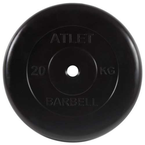 Диск обрезиненный MB Barbell d 26 мм чёрный 20,0 кг Atlet