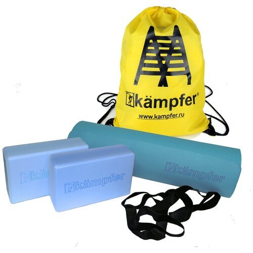 Комбо-набор для йоги Kampfer Combo Blue голубой/желтый