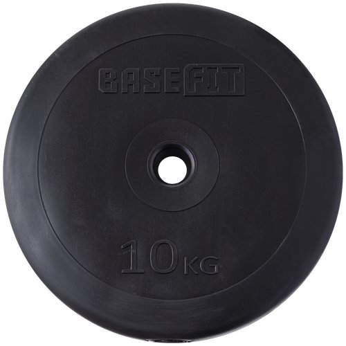 Диск пластиковый BASEFIT BB-203 10 кг, d=26 мм, черный, 2 шт.
